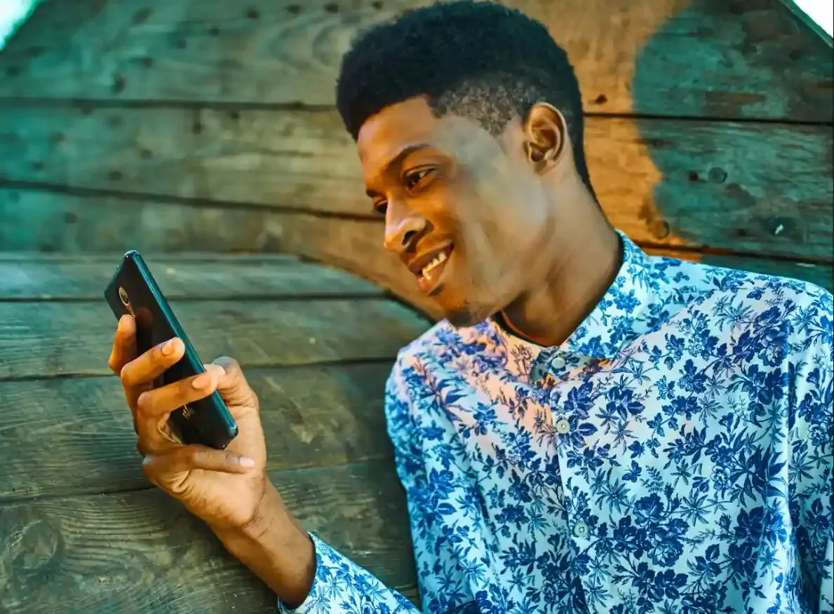 User enjoying fast internet on mobile phone